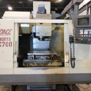 USED HARDINGE CONQUEST VMC 700 VERTICAL MACHINING CENTER WITH GE FANUC 18M CONTROL, 28″ X 18″ X 22″