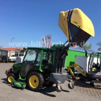 John Deere 2520 HST, mower deck + high dump, cab, MOT