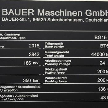 Bauer rotary drilling rig / drilling rig BG 15 H VL