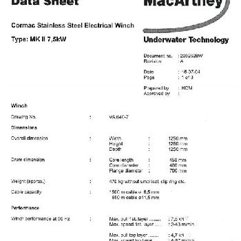 Others MacArtney Cormac MKII oceanographic Stainless Steel Electr. Winch 7.5 kW