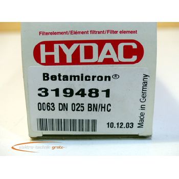 Hydac 319481/0063 DN 025 BN / HC Betamicron filter element - unused! -