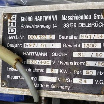 Hartmann SL 50 - Excellent Working Condition Slicing Machine