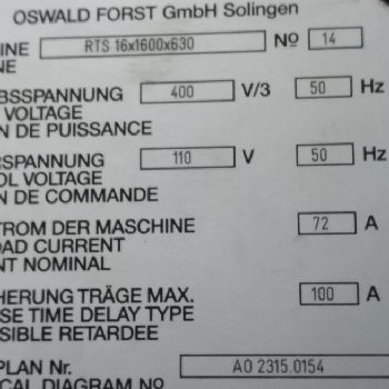 Forst RTS 16X1600X630 Broaching machine