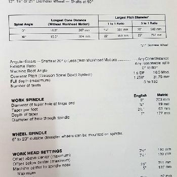 Gleason NO 137 Gear grinding machine