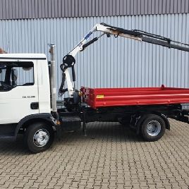 MAN TGL 12.210 4x2 BL with crane HMF 270 K2, radio