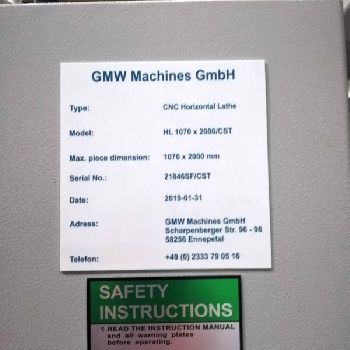 CNC Lathe - GMW - HL 1070 x 2000
