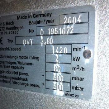 Ehrler & amp; Beck DVT 3.80 pressure and vacuum compressor