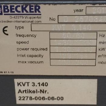 Becker KVT 3.140 Rotary Vane Vacuum Pump