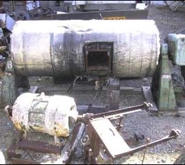 3’ x 8’ PaulAbbe, C/S ball mill, jacketed chamber, int.lifter bars, outbrd. R.B., on legs, 20 HP, 230/460V.XP,25.4:1, #15753