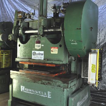 60 Ton,Rousselle#6B-60, gap frame OBI press,air clutch & brake, curtains, dual air ctr.balance, #9470