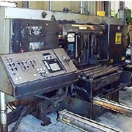20" x 27Hem#F130HA-DC, horizontal automatic bandsaw,80-400 FPM,10 HP,bundling attach.,chip auger,1997
