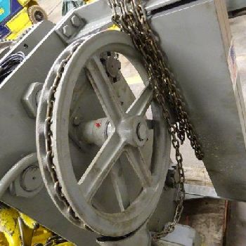 24 Ton,Chester#ELG-2400S, elec. chain hoist, 13’ lift, swivel hook, manual trolley