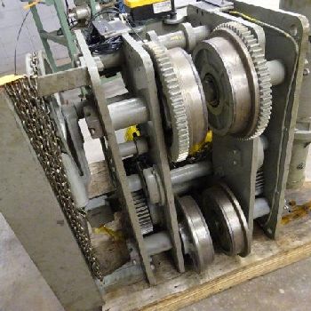 24 Ton,Chester#ELG-2400S, elec. chain hoist, 13’ lift, swivel hook, manual trolley