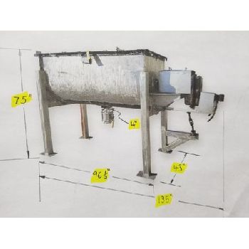 44 cu.ft.FalconStainless Steel ribbon blender, 32" W x 84 L mix chamber,hyd drive,used,#15617