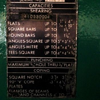 5" x 5 x 1/2Hill-Acme#5, 75 ton, metalworker, shear, punch, coping, #64285