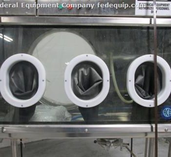 Applied Containment Eng’ g., Stainless Steel Isolator,57" W x 19 D x 32 H chamber,single side,3-glove ports,scale,9.5 pass thru,#48290