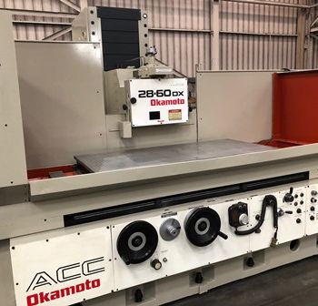 28" x 60Okamoto#DX, auto down feed,EMC,dresser,spark out,coolant/filtration sys,’95