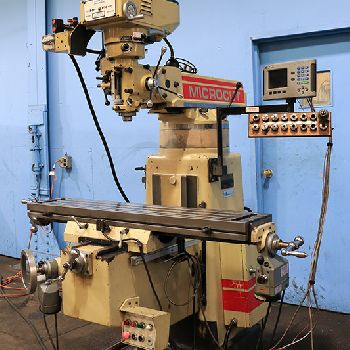 WillisMicrocut #1050, 10" x 50 table., 3 HP, V/S, R-8, Acu-Rite 2-Axis DRO, servo power knee & table., #159035