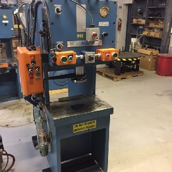 25 Ton,Neff, C-frame down acting hydraulic press, 6" str, 12 DL, 8 thr, open back frame, 1994, #7228