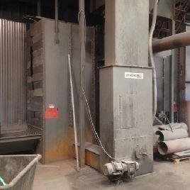 Pangborn, monorail, 3’ x 6’ opening,dust collector,(4) 30 HP blast wheels,excellent