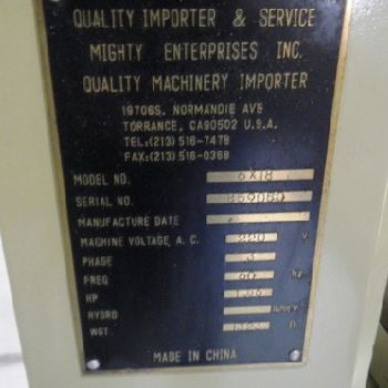 6" x 18Mighty Freeport#6X18hand feed, roller ways,fine line PMC,2HP spindle,8 wheel,’94
