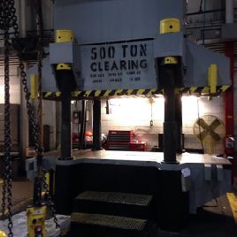 500 Ton,Clearing4-post hydraulic press, up-acting,24" stroke,48 DL,24 SH,48 x 96 ram