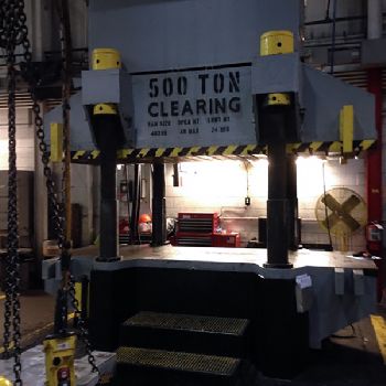 500 Ton,Clearing4-post hydraulic press, up-acting,24" stroke,48 DL,24 SH,48 x 96 ram