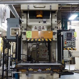 220 Ton,Aida#NC1-200(2), single point gap press,9.8" stroke,A/C & brake,1984,#10401