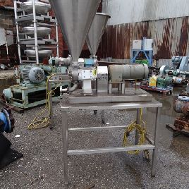 Waukesha#34, Stainless Steel Rotary Lobe Pump, 2" x 8 rect.feed open. w/S/S feed hopper,1.5 bottom disch,1.5HP,230/460 V.MD, #46354 (2 available)