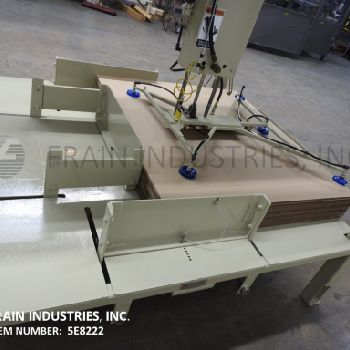 Chantland#SLIPSHEET, slip sheet feeder off Chantland palletizer with rotating pnuematic (4) suction cup pic-n-place