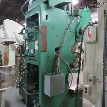 45 Ton,Minster#5, OBI press,3.5" stroke,12.5 SH,2.5 powered ram adj.,14 x 18 bed,0-120 SPM,air clutch & brake,2004,#13563J