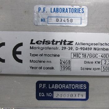 Leistritz#MICRO18-GGC-40D, Twin Screw Extruder Pelletizing Line, 3 HP, 40:1 L/D, 18 MM, 1996, #2836-7