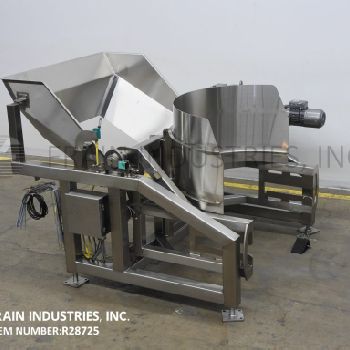 Loos#978-002, Stainless Steel wagon dumper, 53" diameter tote frame w/48 discharge height, 2 HP