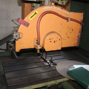 26"W.J. Savage#WJS-20, abrasive automatic cut off saw,wet type,1300 RPM,moveable t-slot table,enclosure,#11085