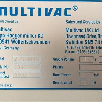 Multivac AG800 Swing top vacuum packer