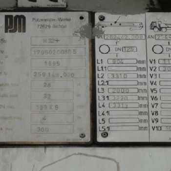 Mercedes-Benz SK 2631 6x4 concrete pump 32m. Putzmeister 3900h