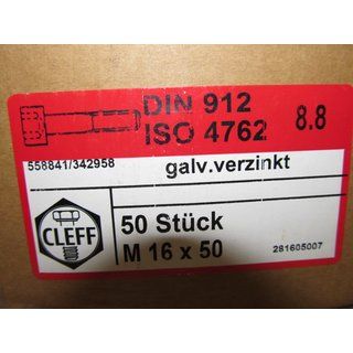 25144 | Socket head cap screw DIN 912 allen screws M16 x 50 / 8.8 galvanized new