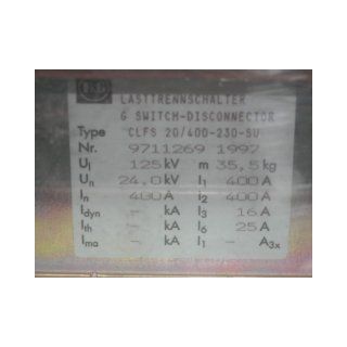 B11198 | Medium voltage low voltage disconnect. Converter system 125/24 KV 400 A used