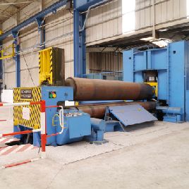 SCHIESS FRORIEP UDBH 4000X36/46 4000mm x 46mm Rolling or 4000mm x 36mm Pre-Bend 3 Roll Double Pinch Variable Geometry Mechanical Bending Rolls with Hydraulic Adjustments.