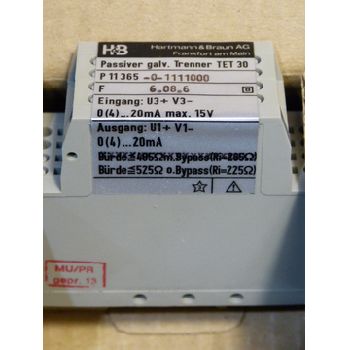 Hartmann & amp; Braun TET 30 Passive galv. Trenner & gt; unused! & Lt;