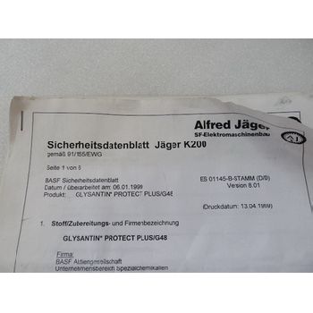 Jäger KS4-16 / 50 High Frequency Spindle Operating Instructions and Safety Data Sheet Status 1999