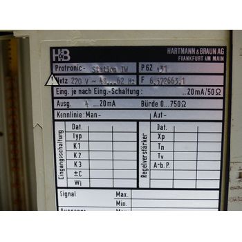Hartmann & amp; Braun HIC-VI-080 Protronic Station IW P62 431