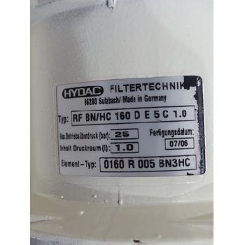 Hydac RF BN / HC 160 D E 5 C 1.0 Return Filter + Hydac VR 2C.0