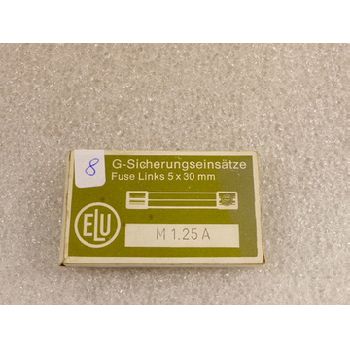 ELU M1.25A miniature fuse glass 5 x 30 mm 1, 25 A 500 V - unused - in original box = 8 pieces
