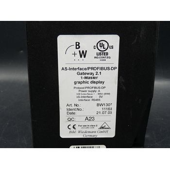B + W BW1307 Profibus DP Gateway 2.1 1-Master Ident.No. 11168