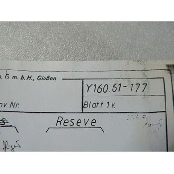 Heyligenstaedt CNC lathe with Siemens control SIN 3T hydraulic plan Y 160. 61 - 177 Kom 00 56 16 12 Documentation As of 1985