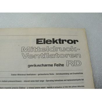 Müller Elektror Medium Pressure Fans Low Noise RD Installation Instructions Documentation Status 1997
