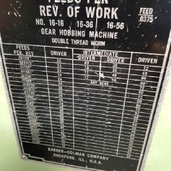 Gear hobbing machine - horizontal BARBER COLMAN 16 - 16