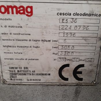 Sheet metal machines OMAG ES 36 (Hydraulic shears)