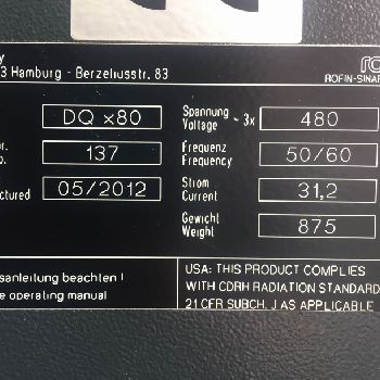 Rofin DQ x80 laser cutting machine